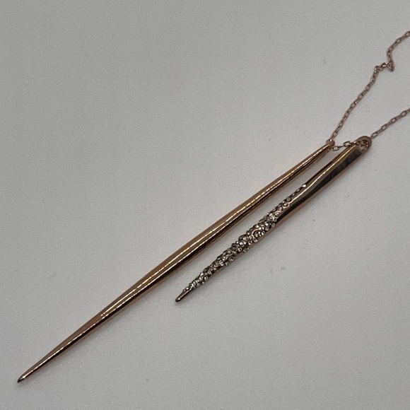 Alexis Bittar long rose gold plated with large spikes / crystals necklace